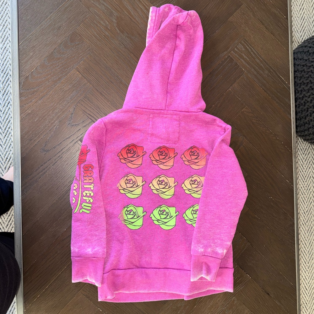 Rowdy Sprout Pink Hoodie with Colorful Rose Graphics